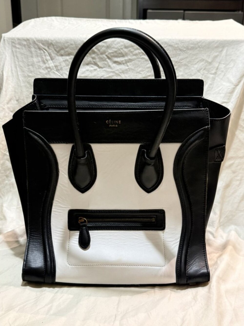 Celine Mini Luggage Tote Black White Bicolor Calfskin Phoebe Philo Era